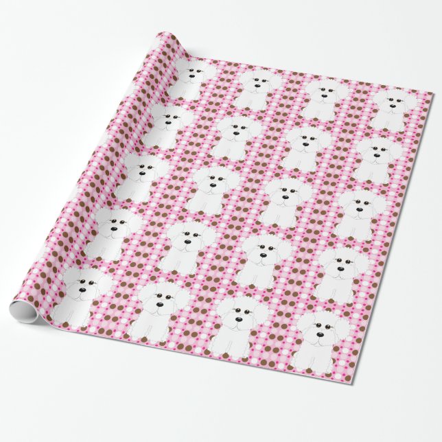 Presente Papel de envolvimento das bolinhas de Bichon Frise (Desenrolado)