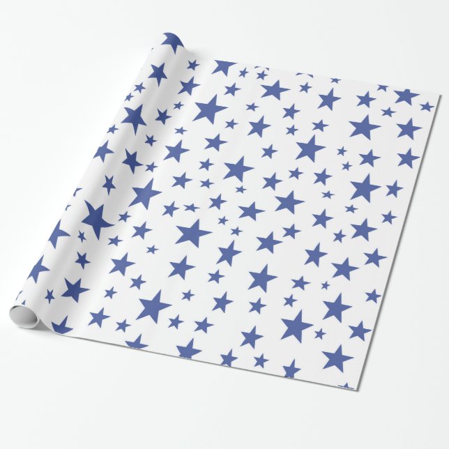 Presente Papel de envolvimento das estrelas azuis (Desenrolado)
