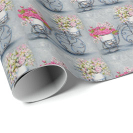 Presente Papel de envolvimento das flores da bicicleta