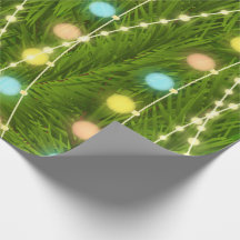 Papel de envolvimento das luzes da árvore de Natal