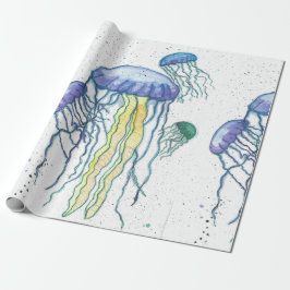 Presente Papel de envolvimento das medusas da aguarela
