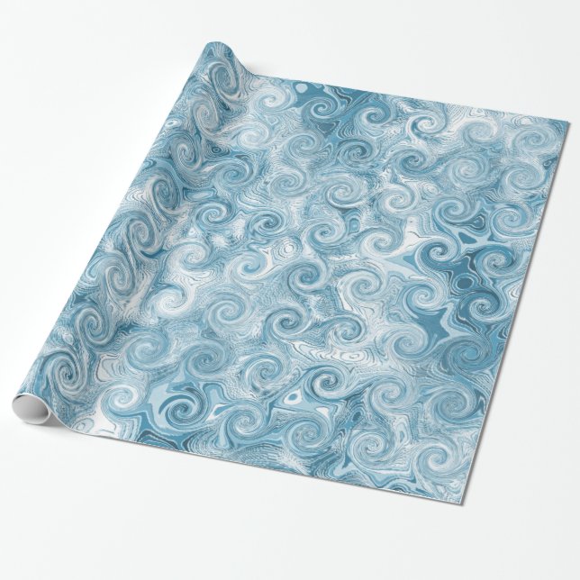 Presente Papel de envolvimento das ondas do azul (Desenrolado)