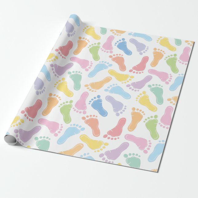 Presente Papel de envolvimento das pegadas do bebê (Desenrolado)