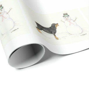 Presente Papel de envolvimento de ArtChristmas do cão do