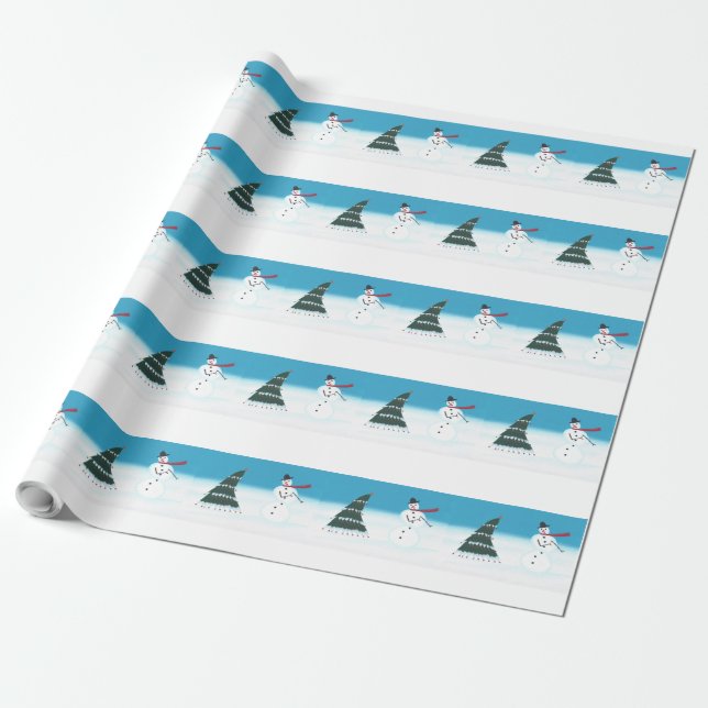 Presente Papel de envolvimento de balanço do homem da neve (Desenrolado)