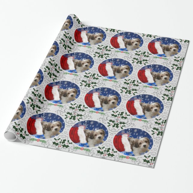 Presente Papel de envolvimento de Cavachon, Natal (Desenrolado)