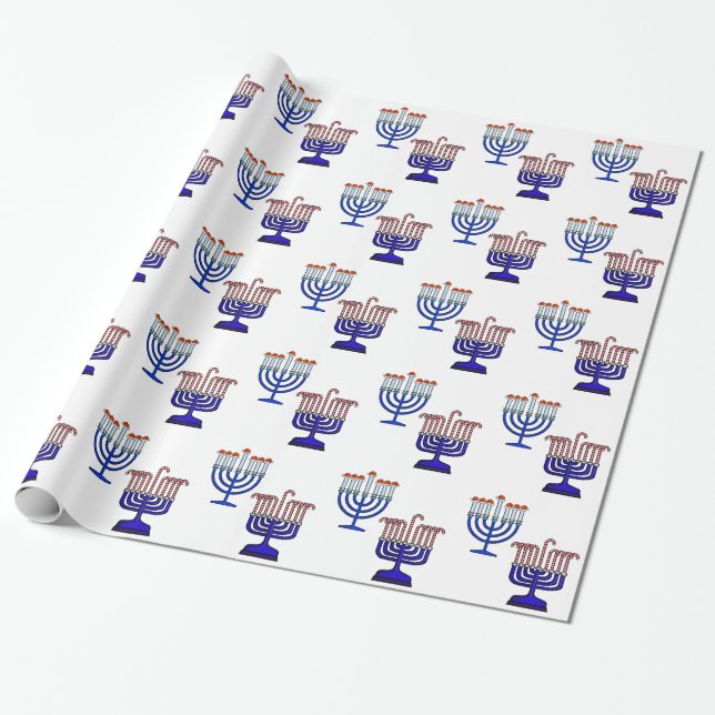 Presente Papel de envolvimento de Chrismukkah Menorahs (Desenrolado)
