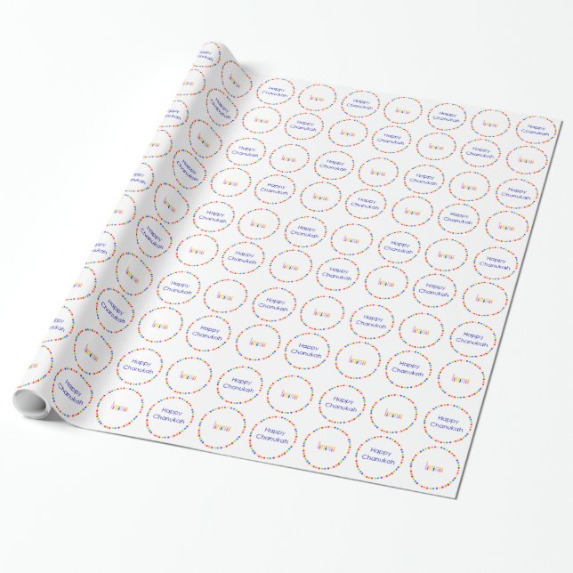 Presente Papel de envolvimento de Menorah do arco-íris de (Desenrolado)