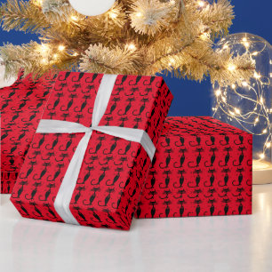 PRESENTE PAPEL DE ENVOLVIMENTO DE NATAL DE GATO PRETO ATÔMI