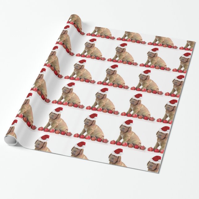 Presente Papel de envolvimento de Natal Dogue de Bordéus (Desenrolado)