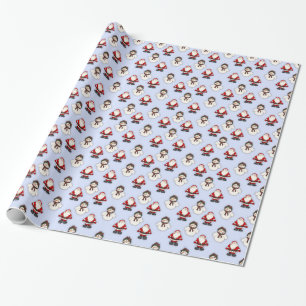 Presente Papel de envolvimento de Papai Noel e de boneco de