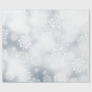 Presente Papel de envolvimento de prata dos flocos de neve