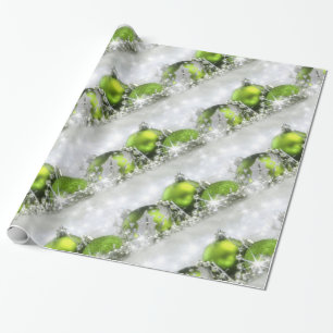 Presente Papel de envolvimento de prata e verde do Natal