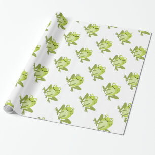 Presente Papel de envolvimento de salto verde feliz do sapo