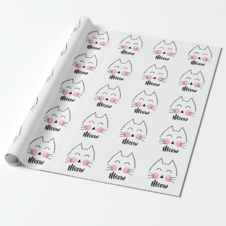 Presente Papel de envolvimento desenhado mão bonito do Meow