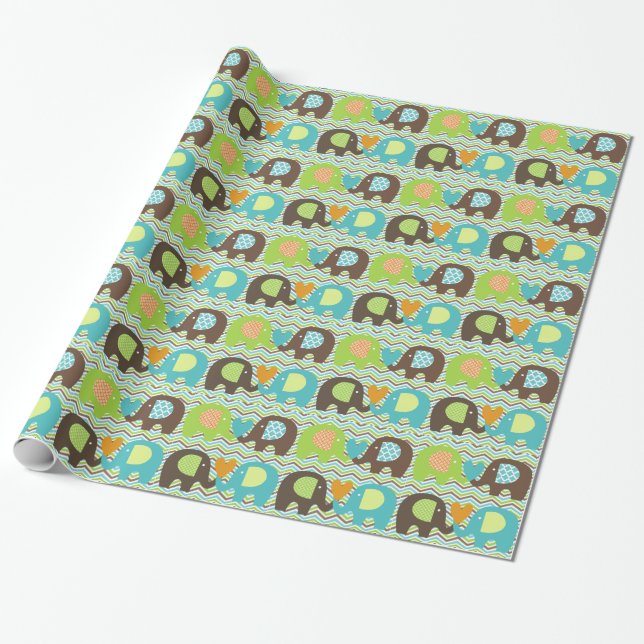 Presente Papel de envolvimento do amor do elefante (Desenrolado)
