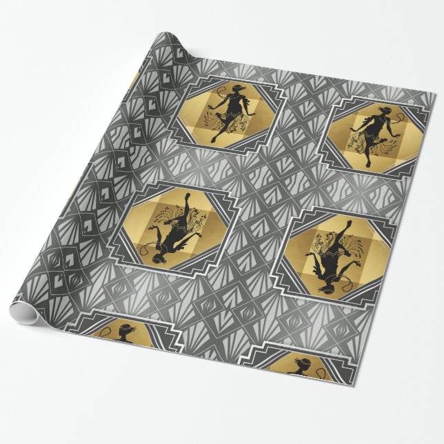 Presente Papel de envolvimento do art deco do Flapper de (Desenrolado)