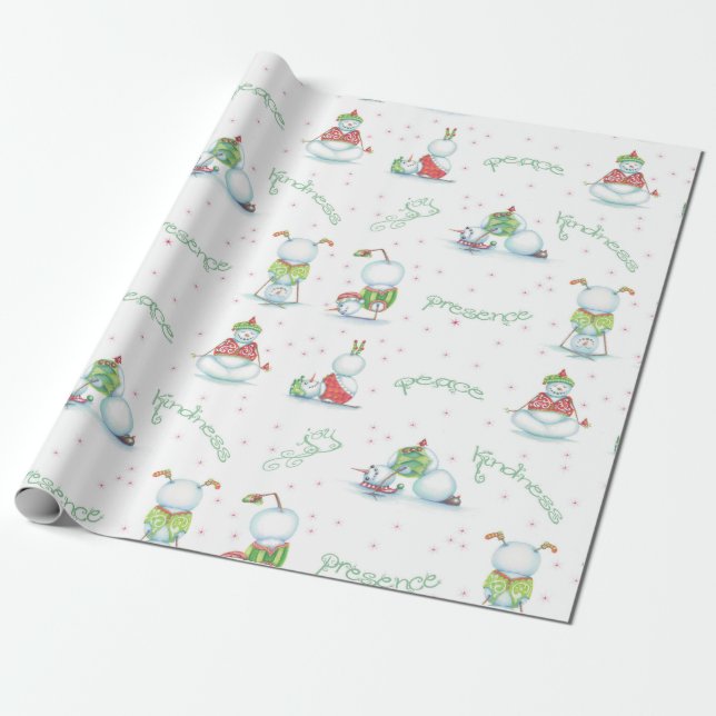 Presente Papel de envolvimento do boneco de neve da ioga (Desenrolado)