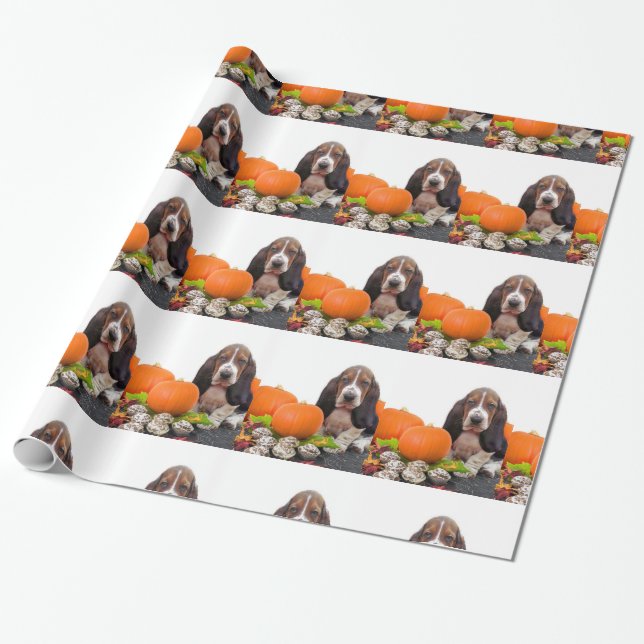 Presente Papel de envolvimento do cão do Dia das Bruxas (Desenrolado)