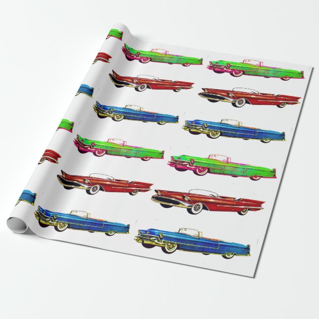Presente papel de envolvimento do carro vintage (Desenrolado)