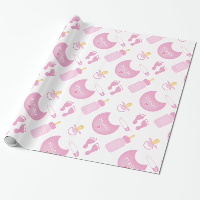 Presente papel de envolvimento do chá de fraldas do bebé (Desenrolado)