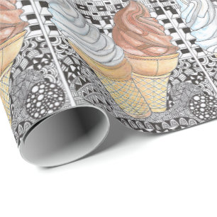 Presente Papel de envolvimento do cone do sorvete