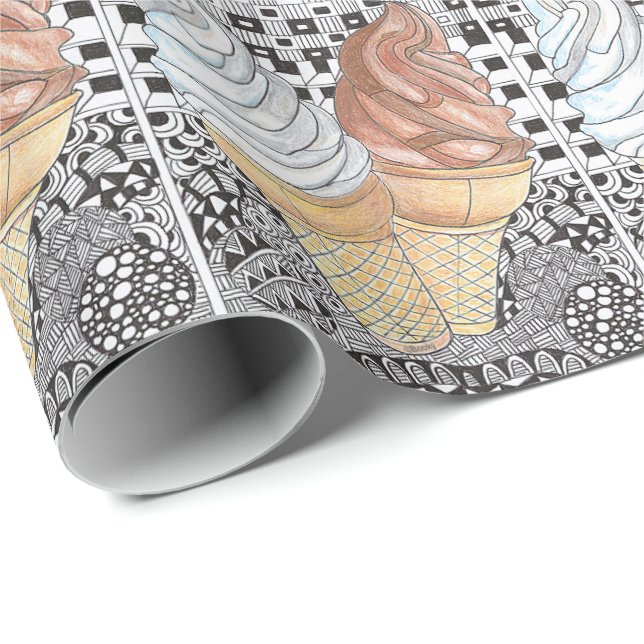 Presente Papel de envolvimento do cone do sorvete (Ponta do rolo)