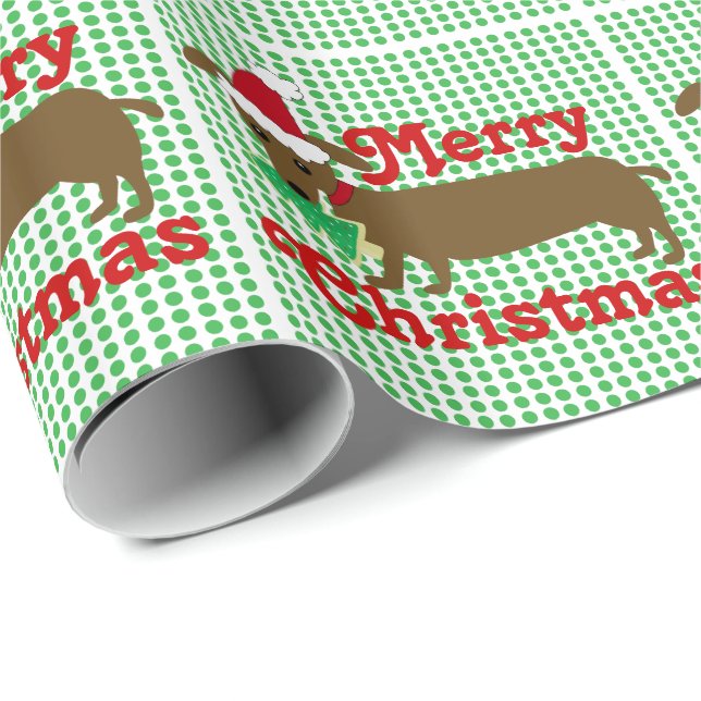 Presente Papel de envolvimento do Dachshund do Feliz Natal (Ponta do rolo)
