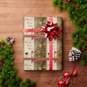 Presente Papel de envolvimento do feriado da composição d