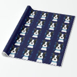 Presente Papel de envolvimento do feriado dos flocos de<br><div class="desc">Papel azul lunático e do divertimento de Boston Terrier dos flocos de neve de inverno do feriado de envolvimento</div>