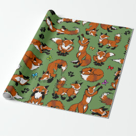 Presente Papel de envolvimento do Fox vermelho - escolha a