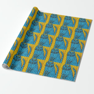 Presente Papel de envolvimento do gato azul