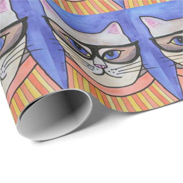 Presente Papel de envolvimento do gato do hipster (Ponta do rolo)