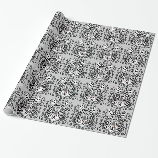 Presente Papel de envolvimento do leopardo de neve (Desenrolado)