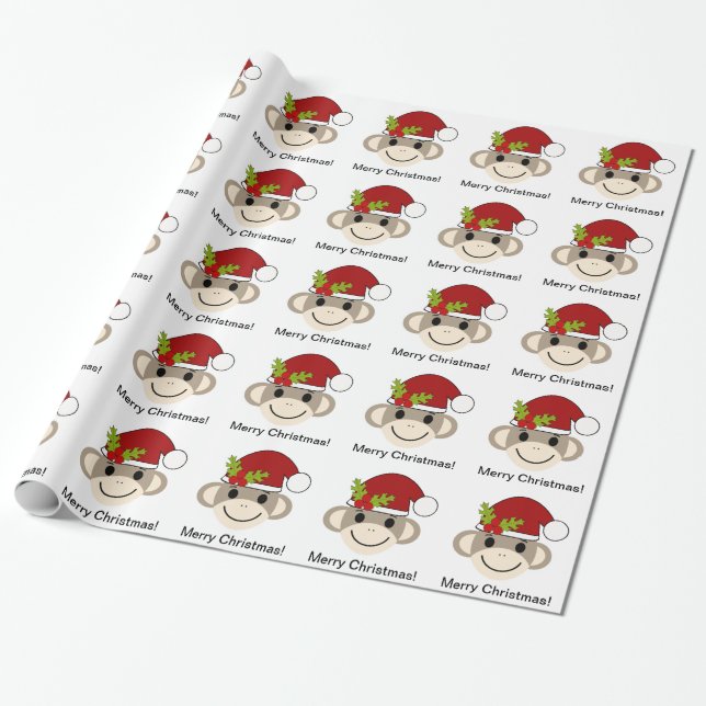 Presente Papel de envolvimento do macaco da peúga do Natal (Desenrolado)