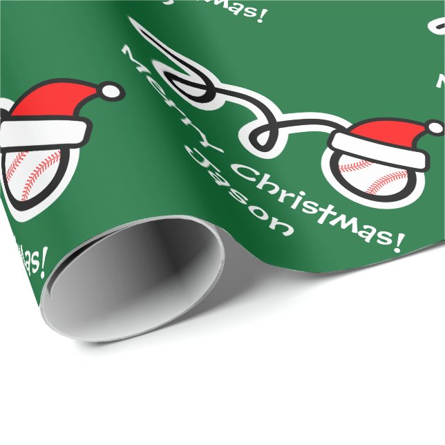 Presente Papel de envolvimento do Natal com basebol do (Ponta do rolo)