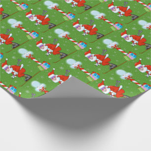 Presente Papel de envolvimento do Natal de Santa do esqui