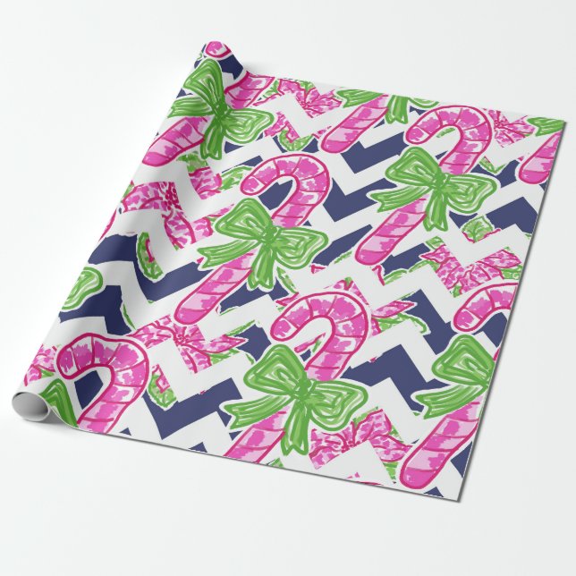 Presente Papel de envolvimento do Natal do bastão de doces (Desenrolado)