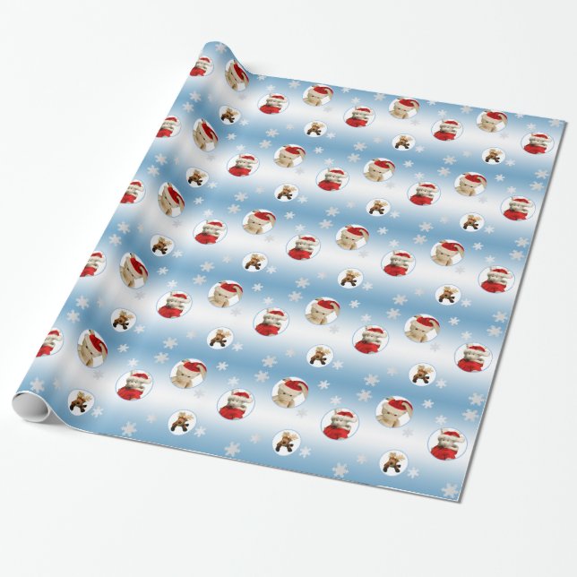Presente Papel de envolvimento do Natal do floco de neve & (Desenrolado)
