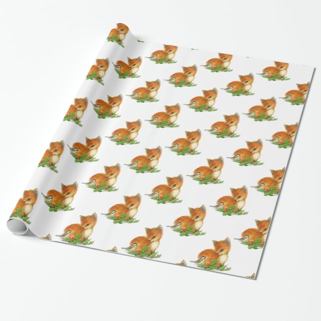Presente Papel de envolvimento do Natal do pássaro do (Desenrolado)