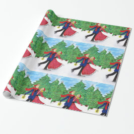Presente Papel de envolvimento do Natal do patinagem no