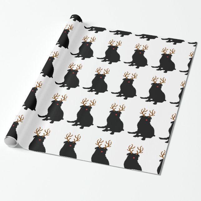 Presente Papel de envolvimento do Natal do Pug (Desenrolado)