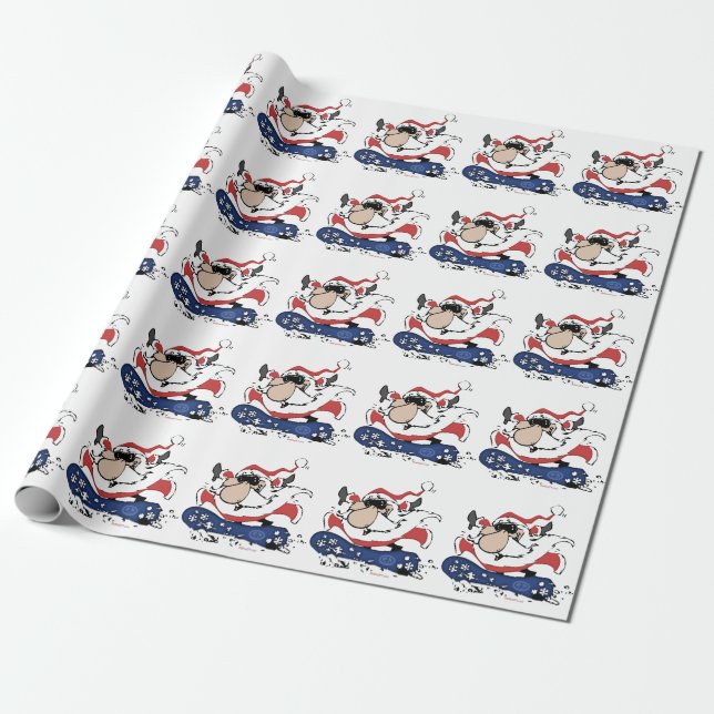 Presente Papel de envolvimento do papai noel do Snowboard (Desenrolado)