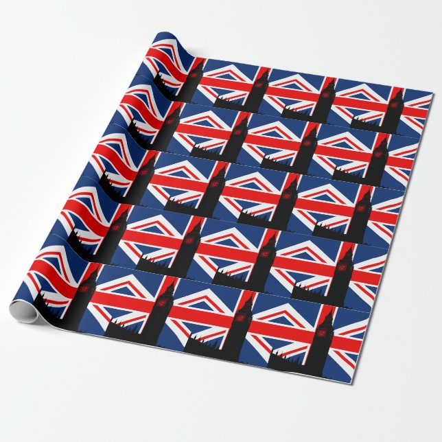 Presente Papel de envolvimento do parlamento de Union Jack (Desenrolado)