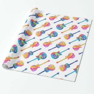 Presente Papel de envolvimento do pop art da guitarra