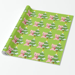 Presente Papel de envolvimento do porco do Natal