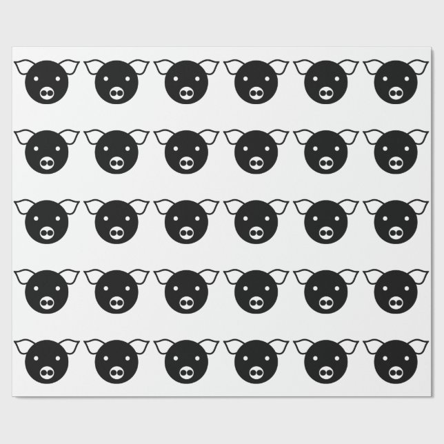 Presente Papel de envolvimento do PORCO (PRETO E BRANCO À (Aberto)