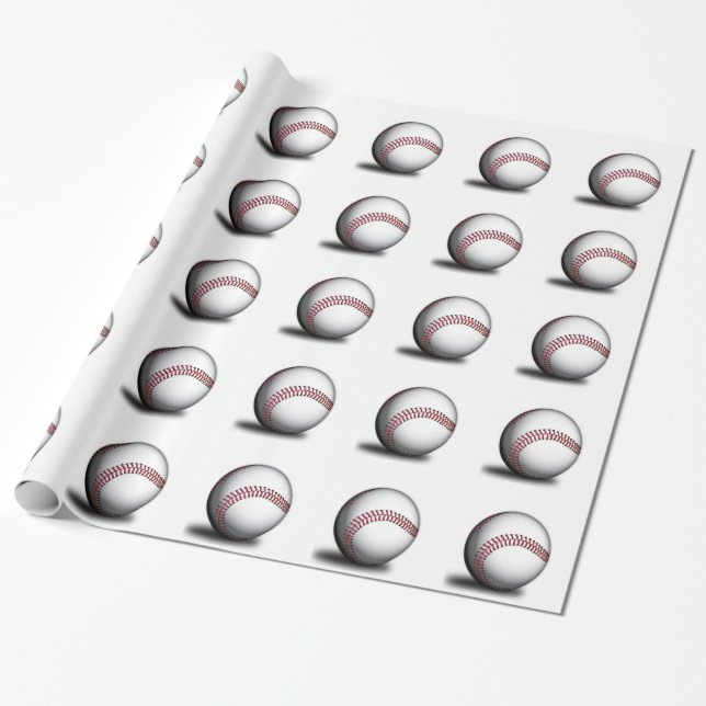 Presente Papel de envolvimento do teste padrão do basebol (Desenrolado)