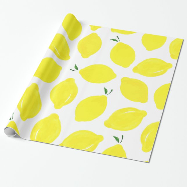 Presente Papel de envolvimento do teste padrão do limão (Desenrolado)