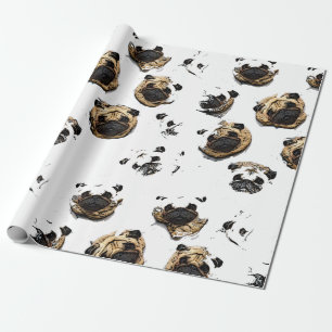 Presente Papel de envolvimento do teste padrão do Pug